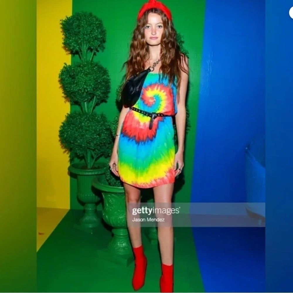 Alice + Olivia Multicolor Tie-Dye Mini Dress (Red, Yellow, Green, Blue)